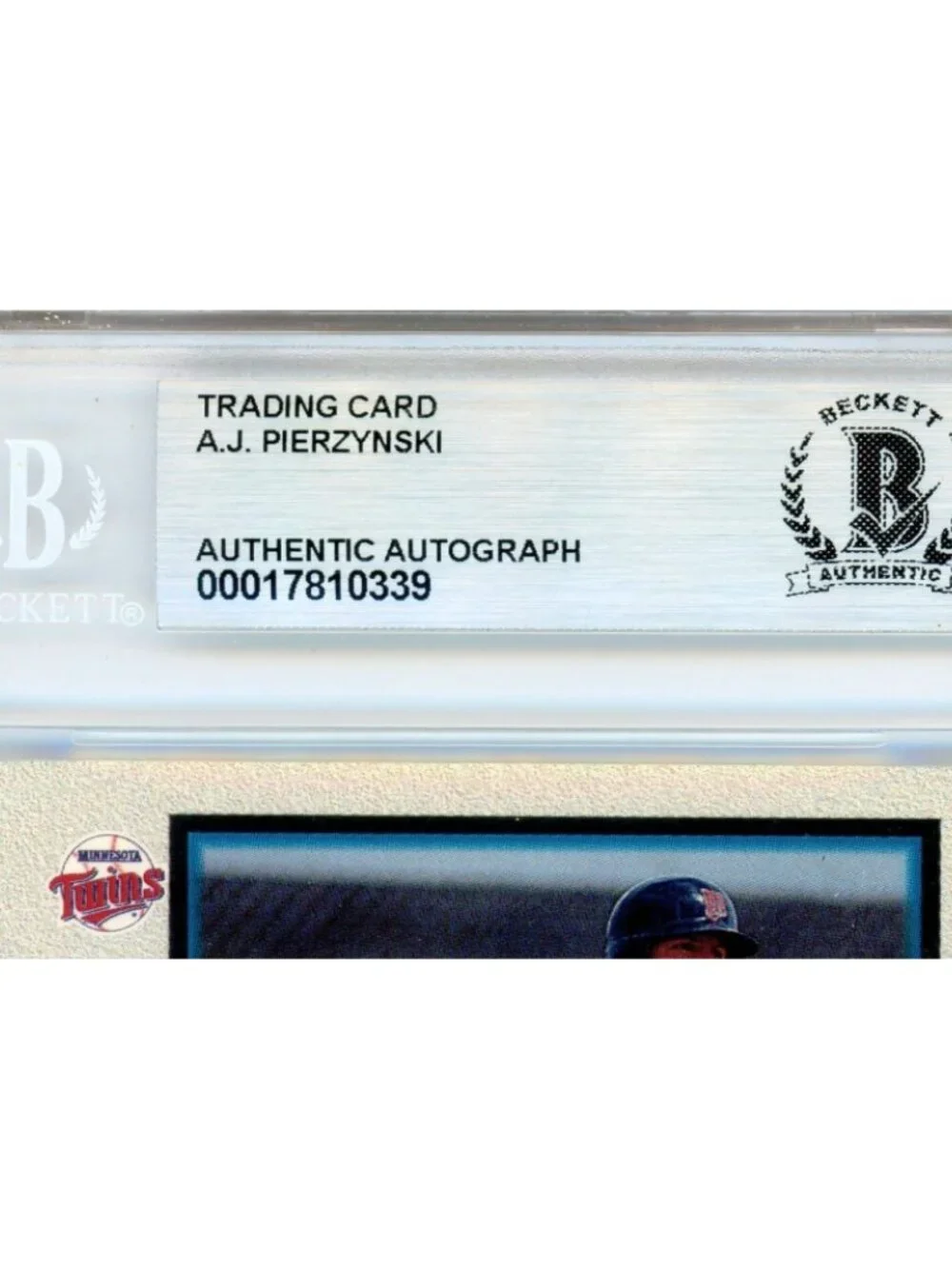 AJ Pierzynski Signed 1998 Bowman #319 Twins Baseball Card BAS Slabbed Auto
